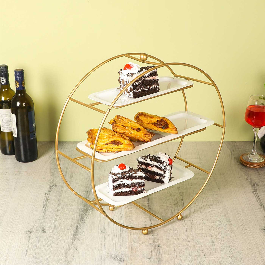 Handmade Three Tier Metal Buffet Platter | Set Of 4