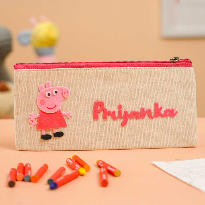 Personalized Peppa Pig Theme Stationary Pouch