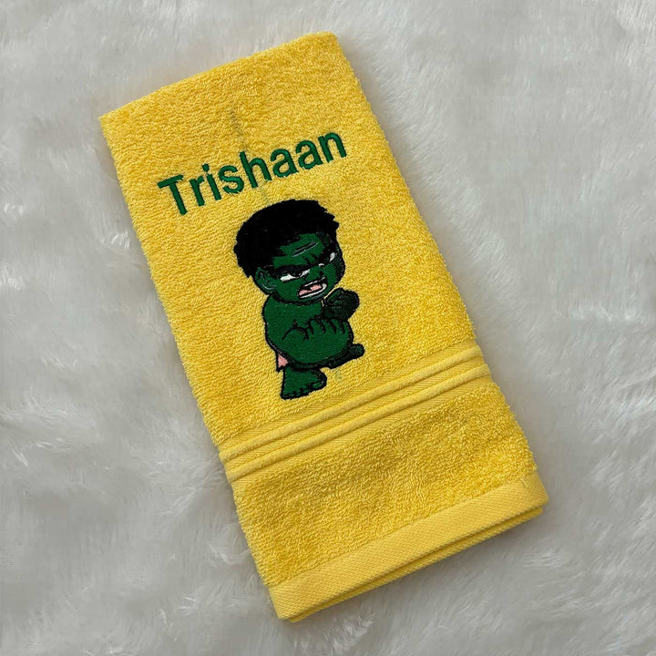 Personalized Embroidered Hulk Design Cotton Hand Towel