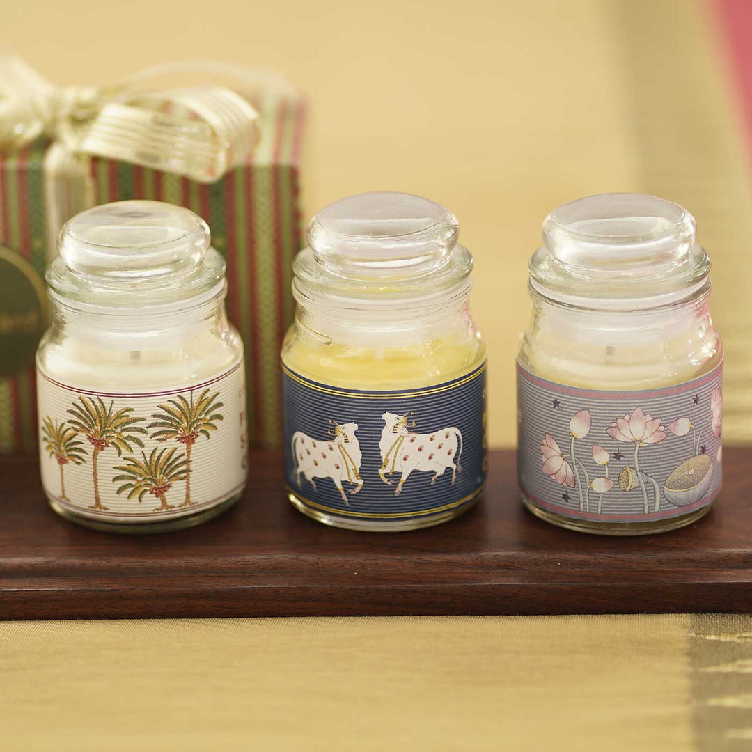 Handmade Shudh Candle Jars Glass Gift Hamper | Set Of 3