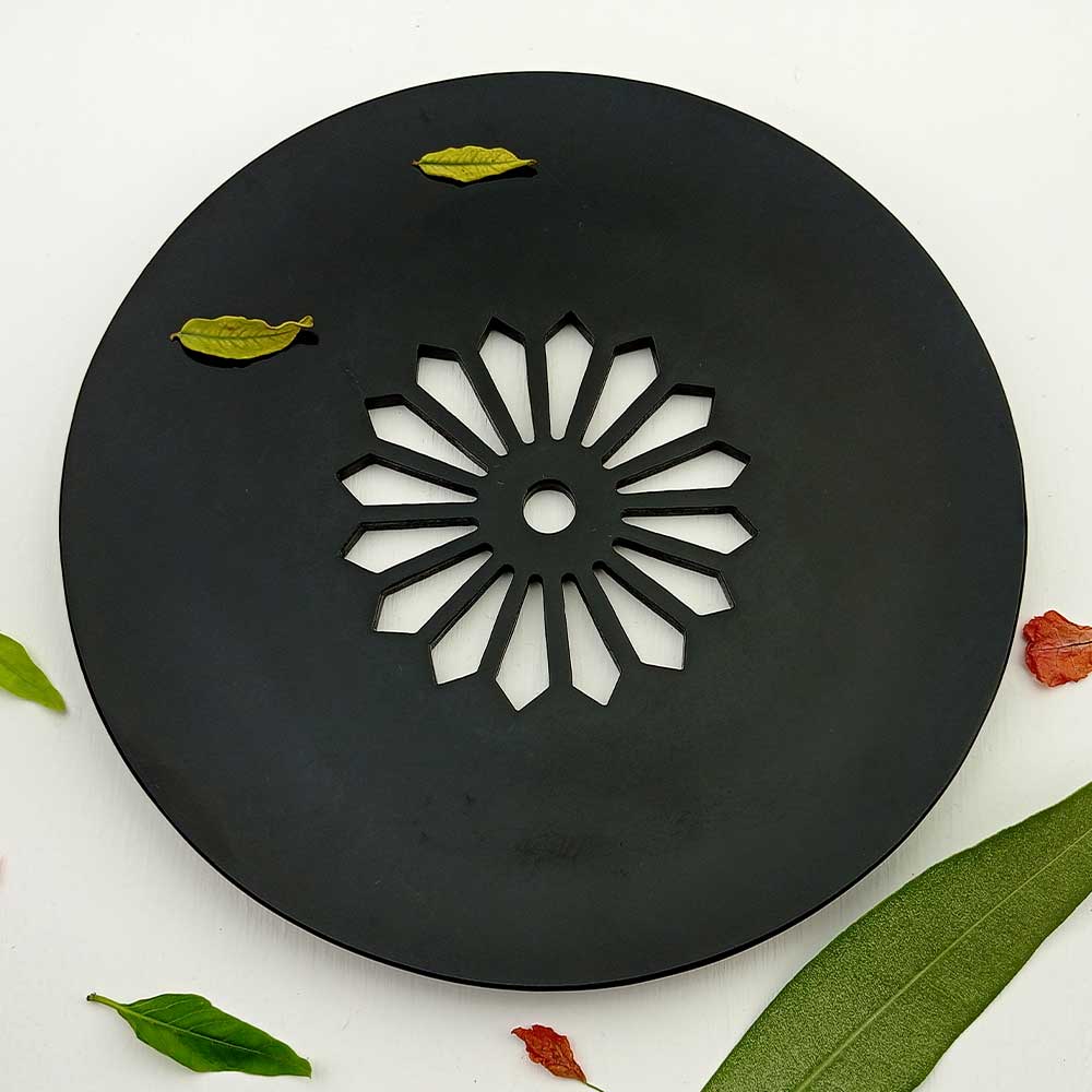 Handmade Black Adawi Stylish Serving Plate Candle Holder