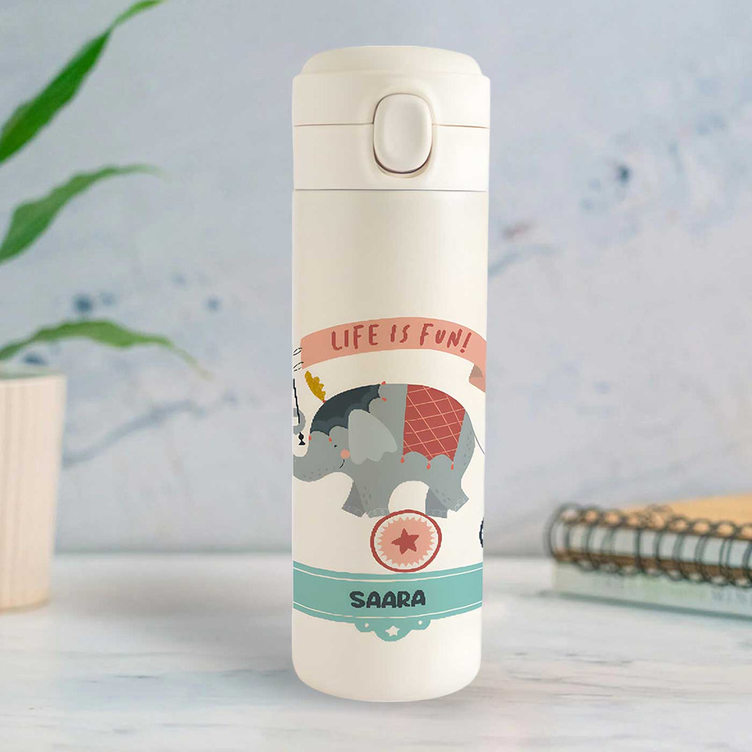 Personalized Animal Circus Theme Steel Insulated Water Bottle