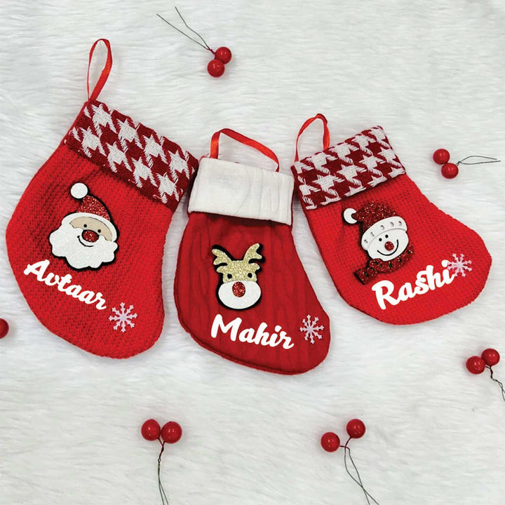 Personalized Mini Jolly Trio Cotton Stockings For Christmas Decoration | Set of 3