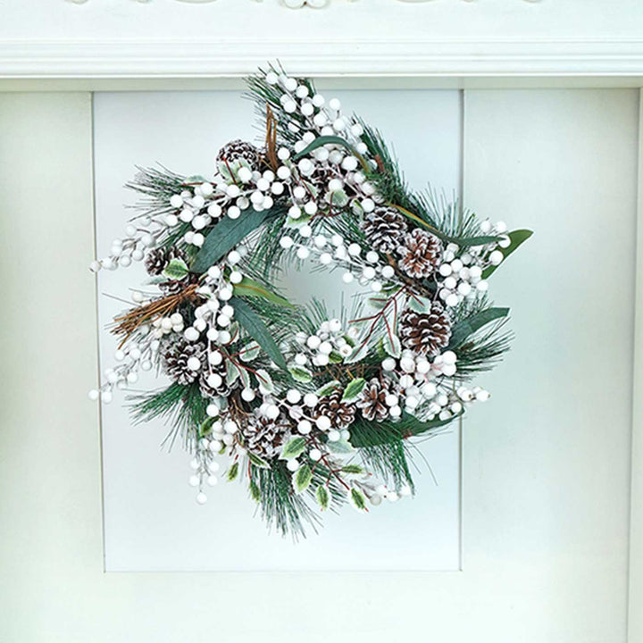 White Berries Wreath For Christmas Wall Decoration