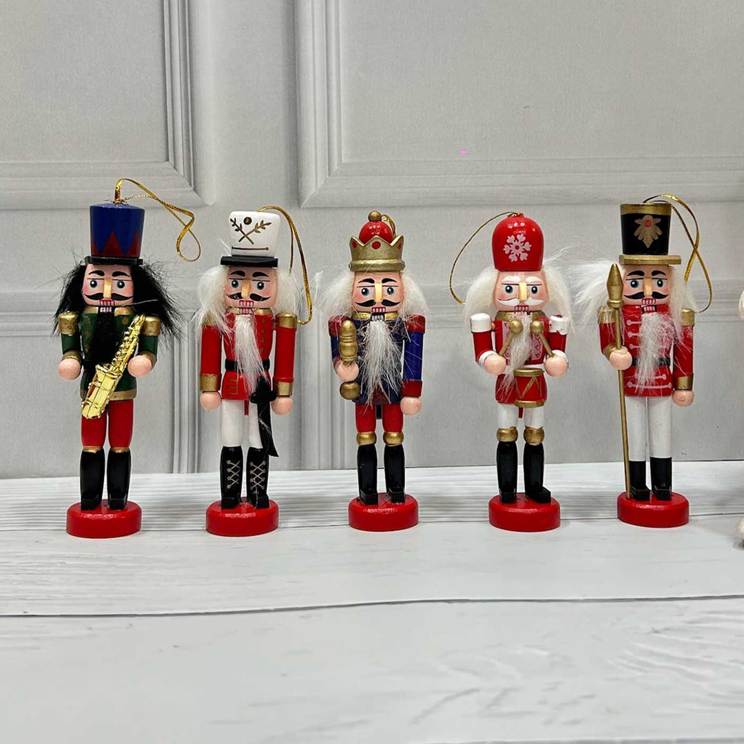 Handmade Nutcracker Dynasty Wooden Ornaments For Christmas Tree Decoration | Set Of 5