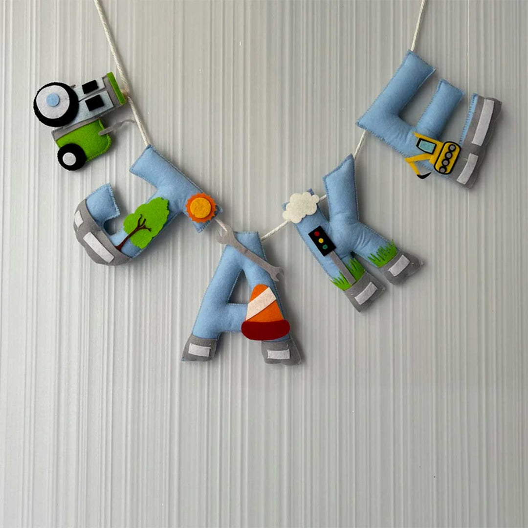 Personalized Road Building Felt Bunting / Garland For Kids