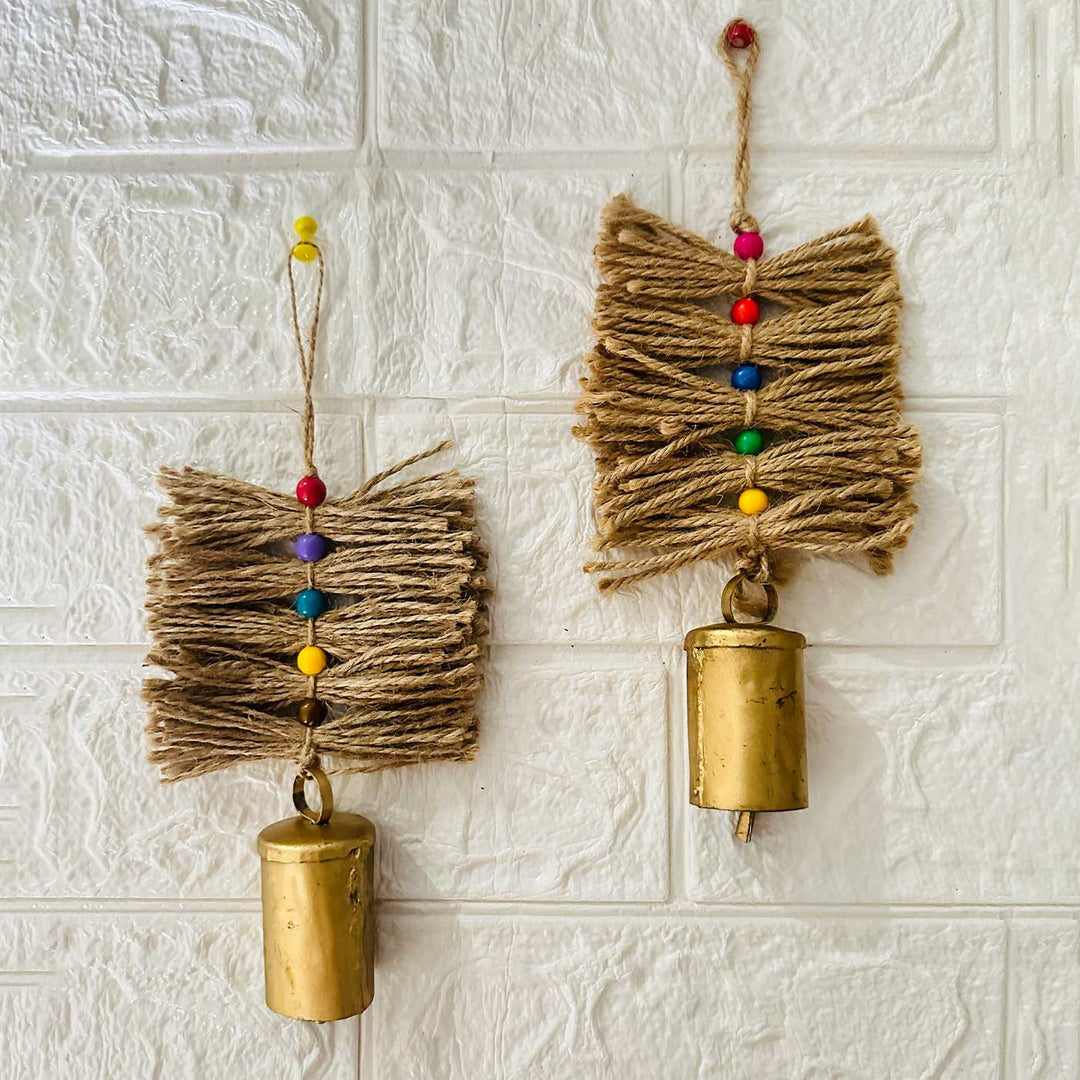 Rustic Décor Jute Tassel Bell Hanging | Set Of 2