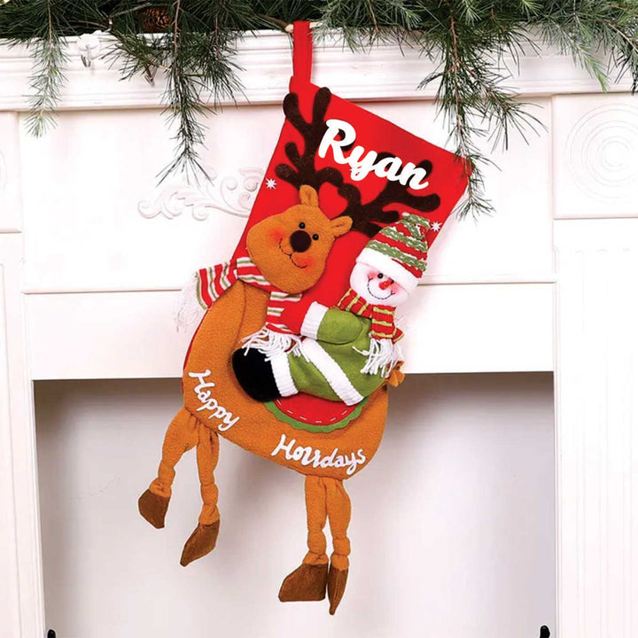 Personalized Holiday Happiness Felt & Wool Stockings For Christmas Decoration