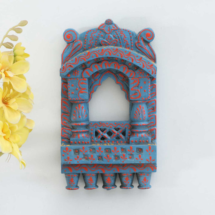 Handmade Traditional Light Blue Wooden Jharokha