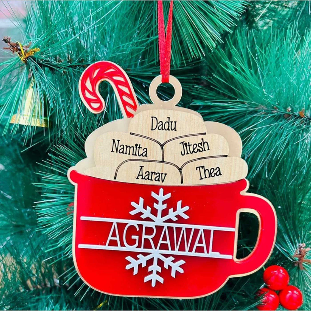 Personalized Hot Cocoa Cup Acrylic Ornaments For Christmas Tree Decoration