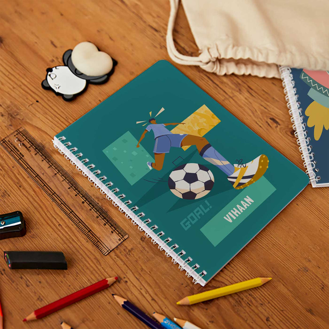 Personalized Football Goals Boy Theme Spiral Bound Notebook | 60 Pages