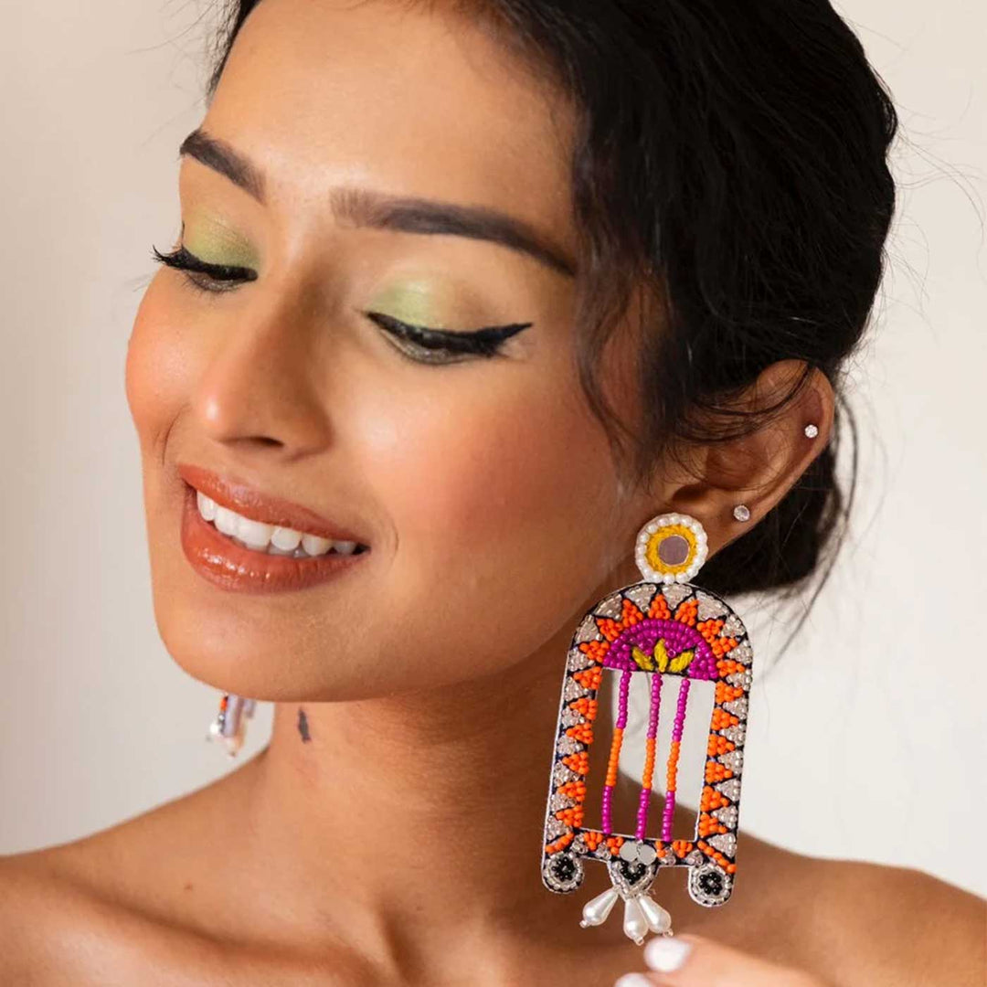 Handmade Sheesh Mahal Beaded Earrings