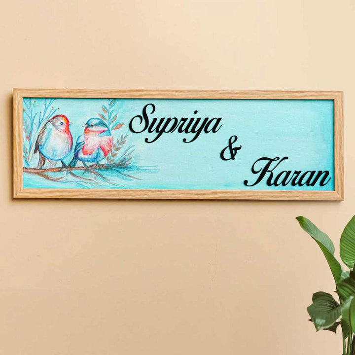 Personalized Birds Theme Mdf Wood Name Plate