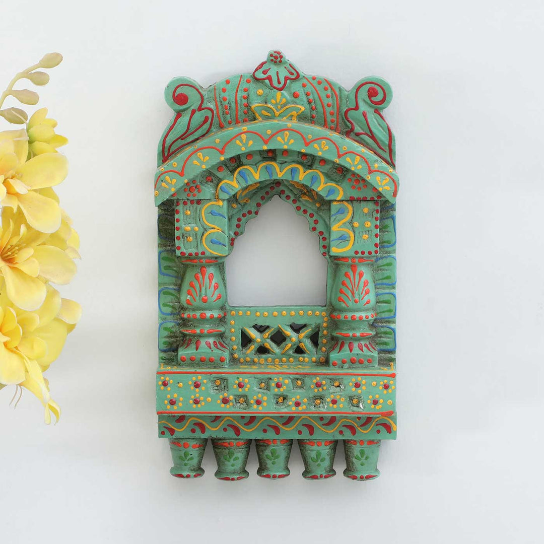 Handmade Traditional Sea Green Jharokha Wooden Jharokha