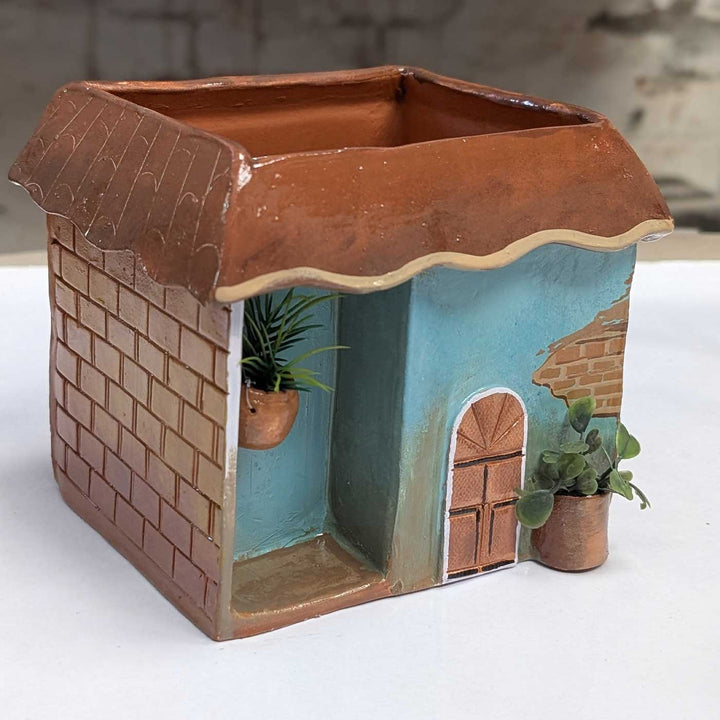 Personalized Hand-Painted House Shaped Terracotta Pen Holder