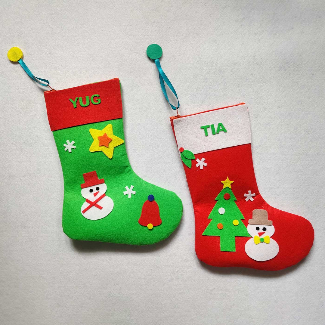 Personalized Green Felt Stockings For Christmas Decoration