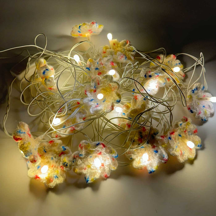 Handmade Crochet White Flower Fairy Light