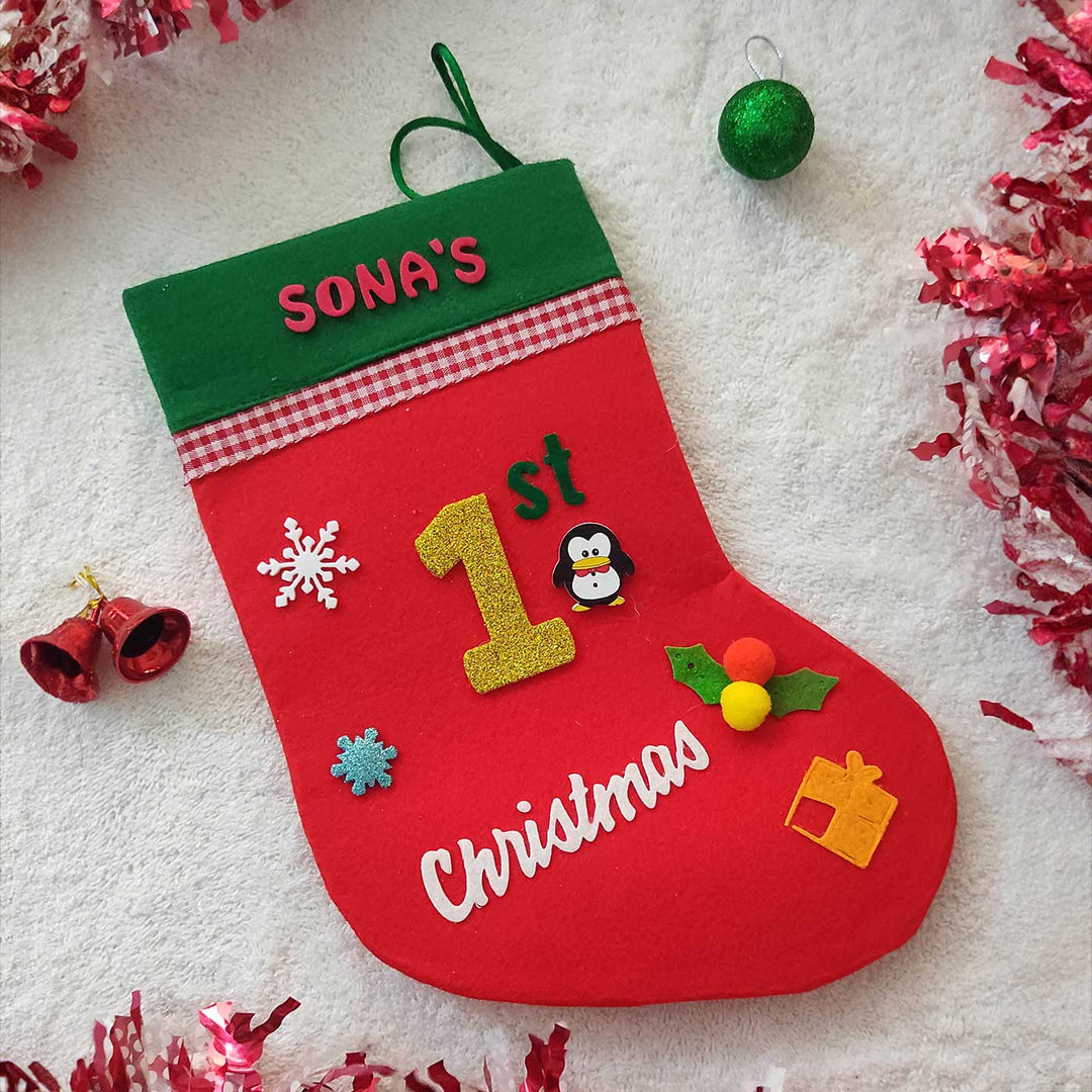 Personalized 1st Christmas Felt Stockings For Xmas Decoration