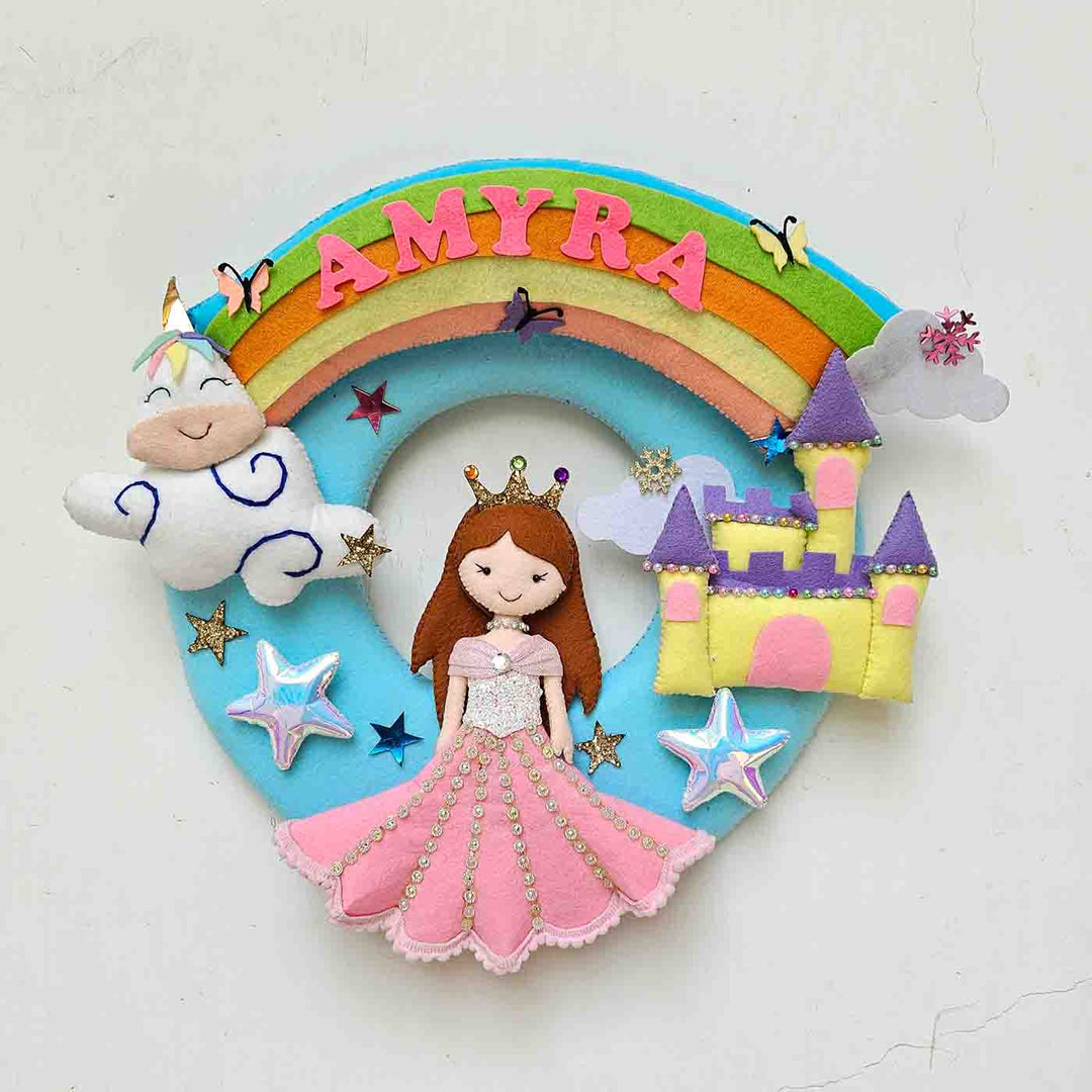 Handcrafted Personalized Unicorn & Princess Felt Nameplate For Girls