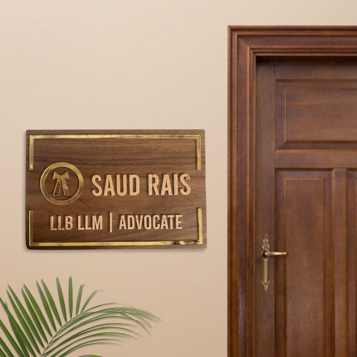 Personalised Wooden Name Plate For Advocate