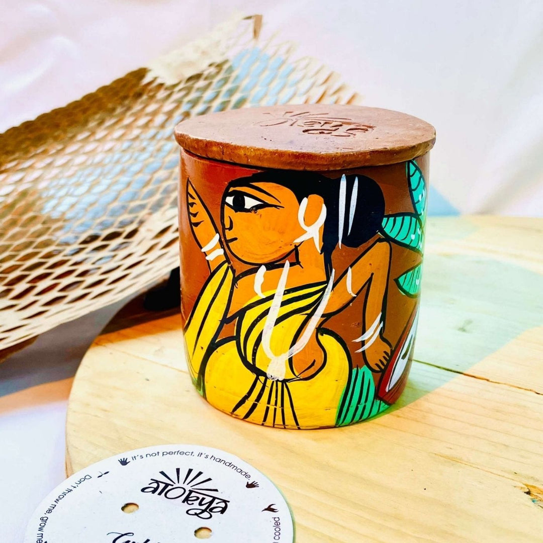 Hand-Painted Patachitra Gulshan Double Wick Scented Candle (Assorted Designs)