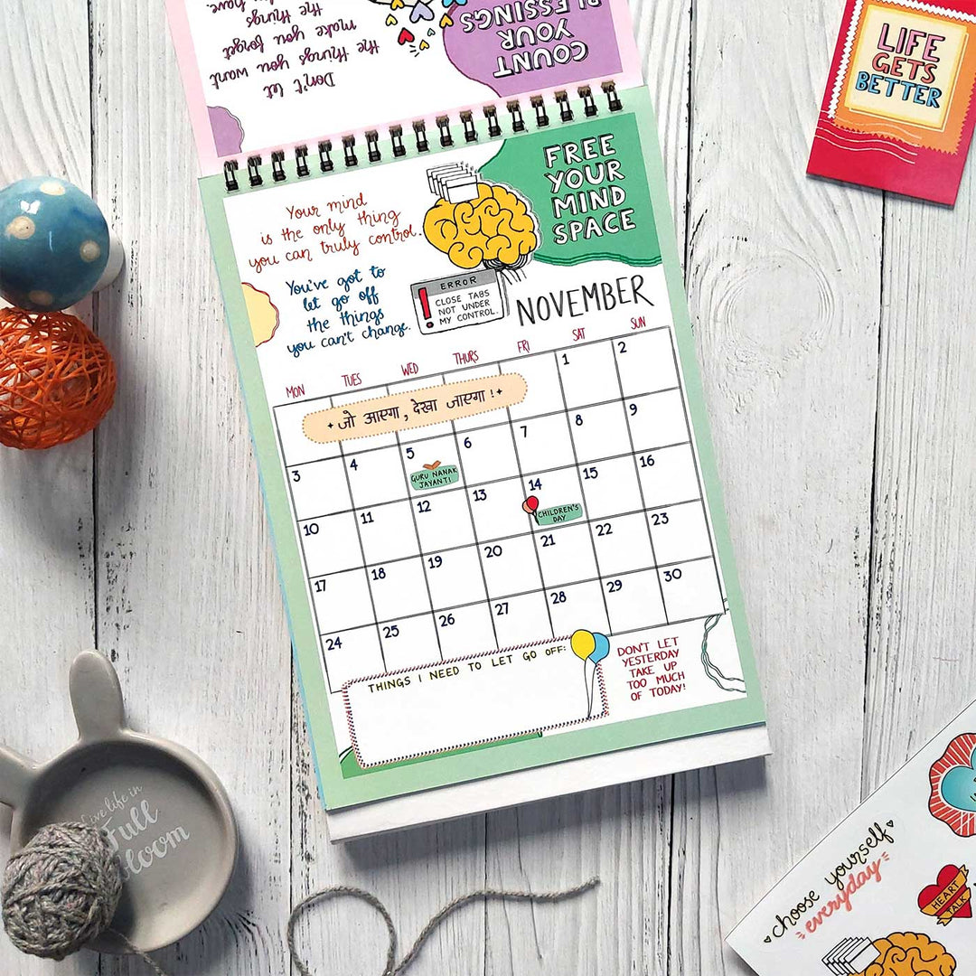 Self-care Contract 2025 Spiral Calendar With Holidays | 10+ Freebies Included