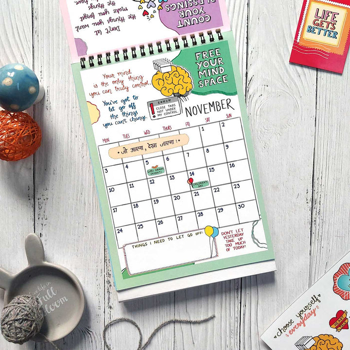 Self-care Contract 2025 Spiral Calendar With Holidays | 10+ Freebies Included