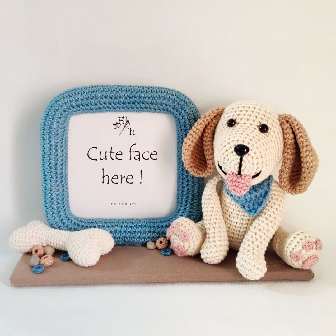 Handmade Crochet Dog Photo Frame for Kids