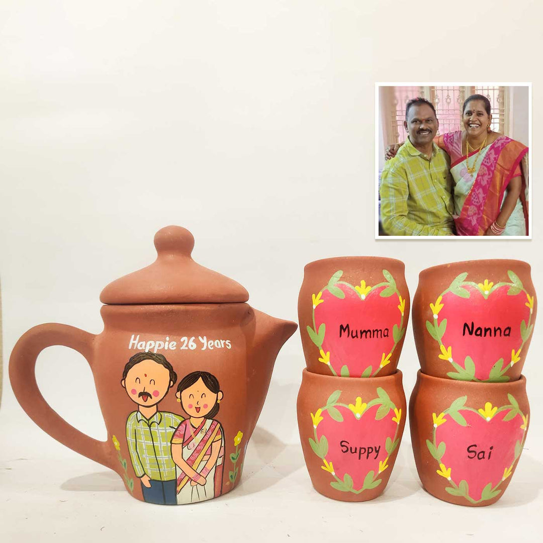 Handpainted Clay Teaset With Photo Based Caricature