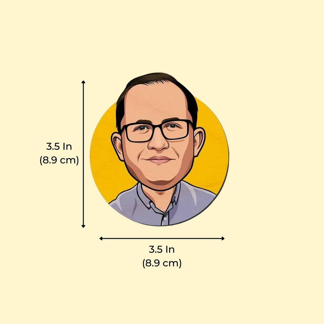 Personalised Printed Round Caricature Fridge Magnet