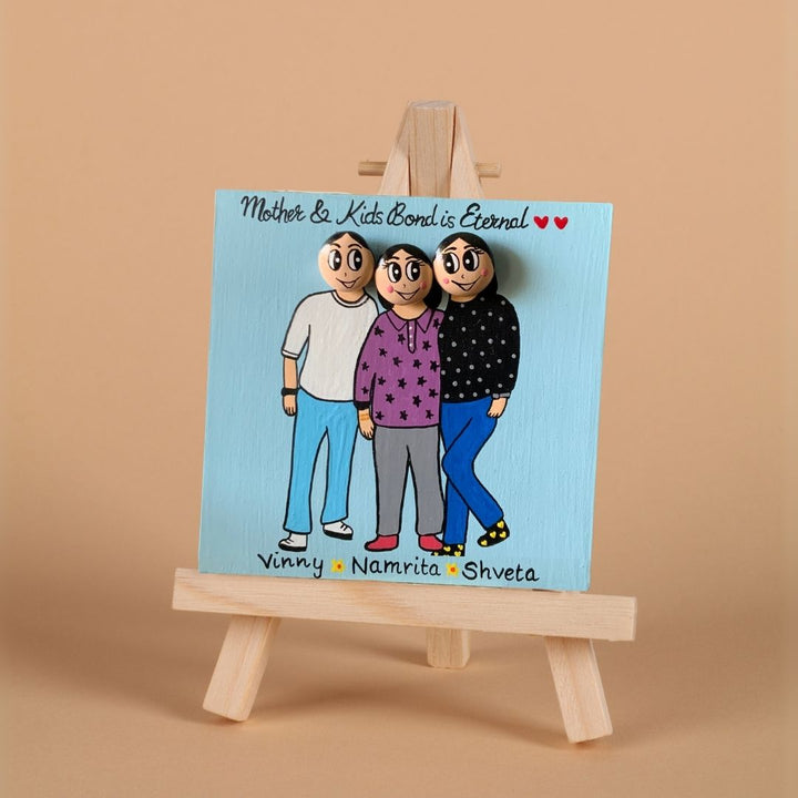 Personalized Pebble Art Trio Theme Wooden Decorative Plaque With Blue Background