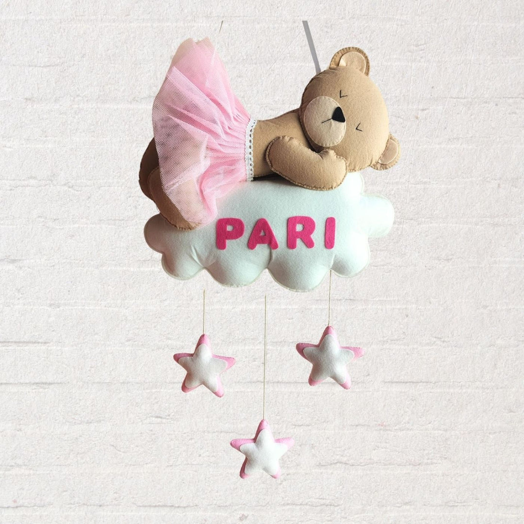 Personalized Teddy Theme Cloud Felt Name Plate For Kids