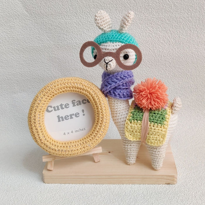 Handmade Crochet Geeky Llama Photo Frame for Kids