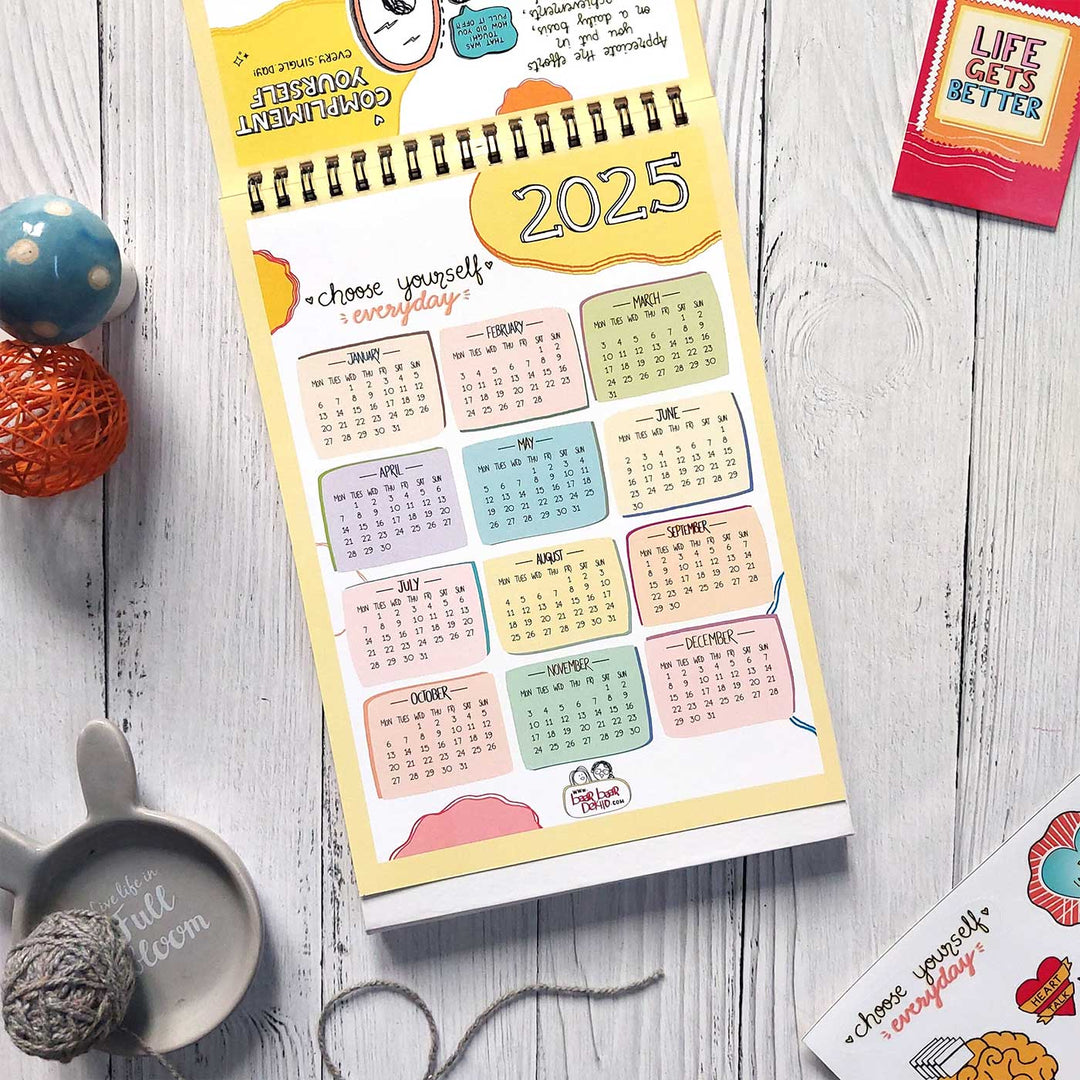 Self-care Contract 2025 Spiral Calendar With Holidays | 10+ Freebies Included