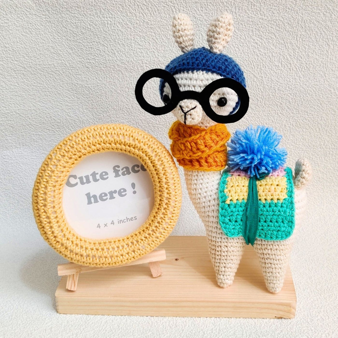 Handmade Crochet Geeky Llama Photo Frame for Kids