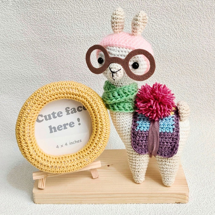 Handmade Crochet Geeky Llama Photo Frame for Kids