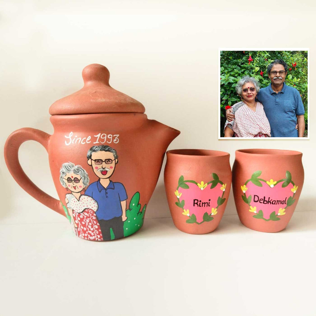 Handpainted Clay Teaset With Photo Based Caricature