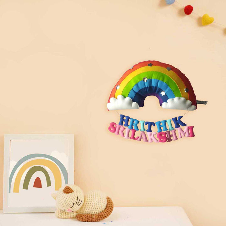 Personalized Rainbow Themed Felt Kids Name Plate