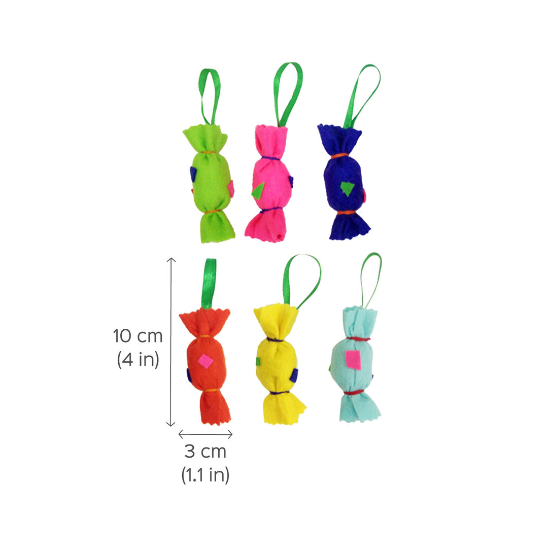 Handmade 3D Colourful Candy Felt Ornaments For Christmas Tree Decoration | Set Of 6