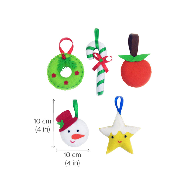 Handcrafted 3D Felt Christmas Ornament | Pack of 5