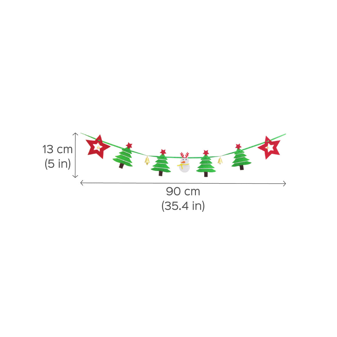 Handcrafted Felt Christmas Snowman & Star Door Bunting