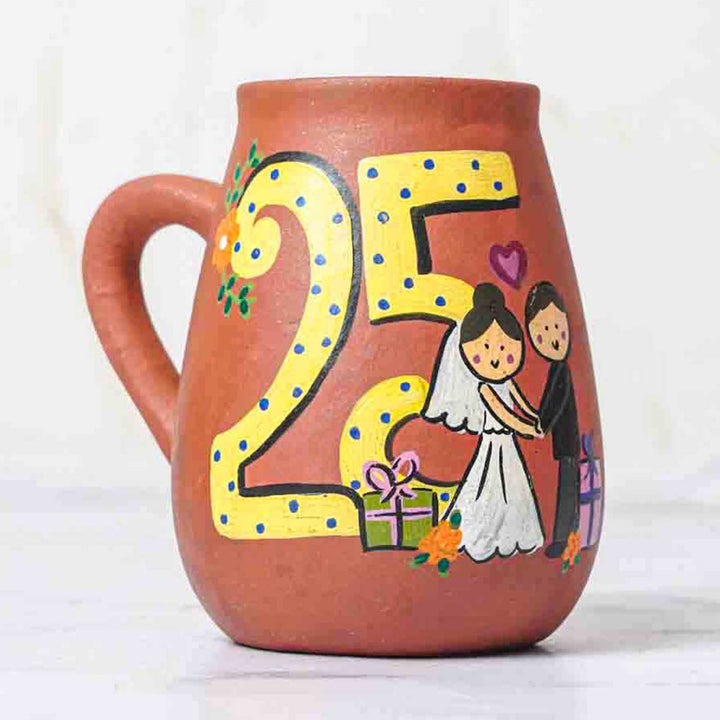 Personalized Hand-painted Wedding Anniversary Milestone Terracotta Mug