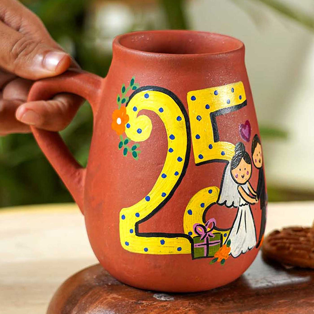 Personalized Hand-painted Wedding Anniversary Milestone Terracotta Mug