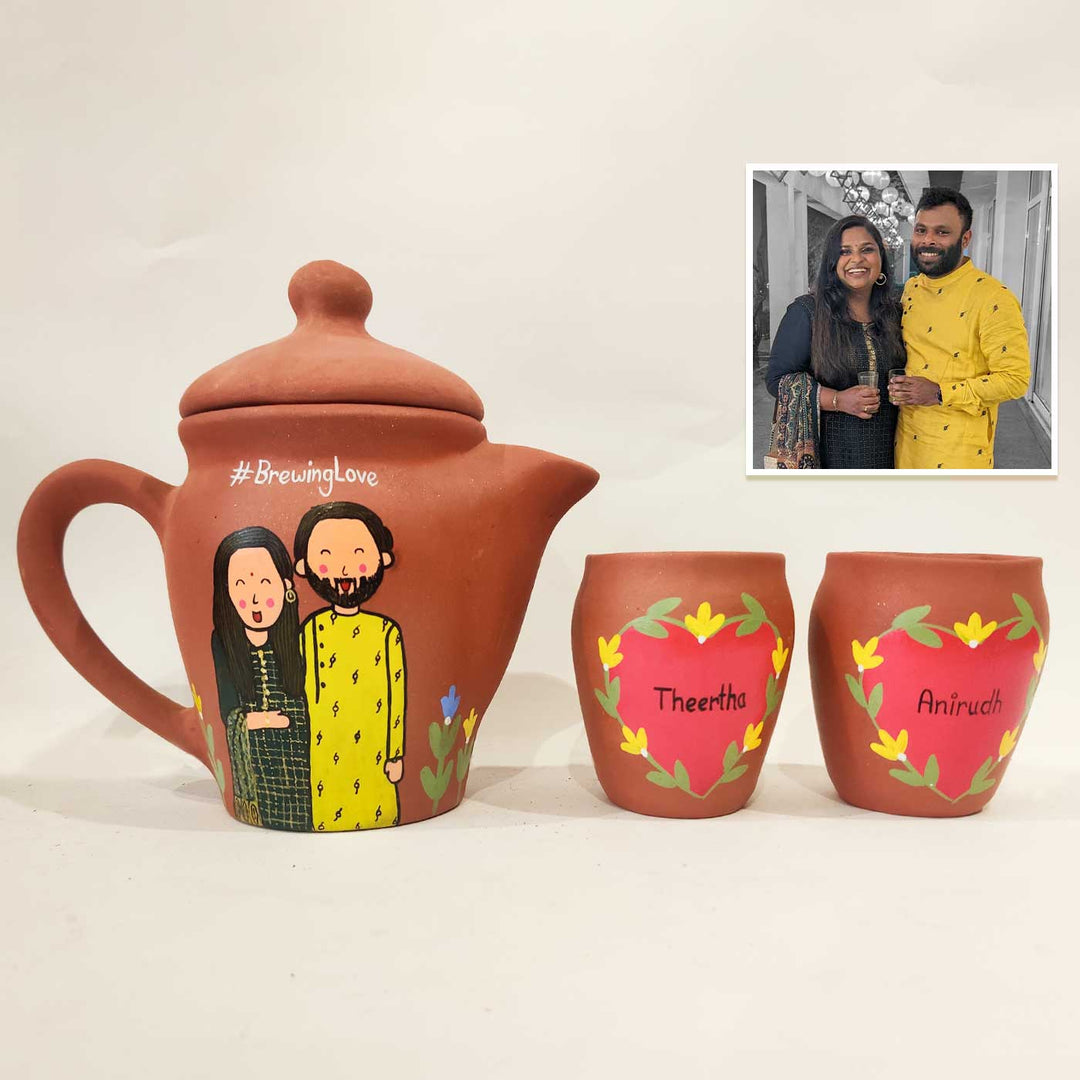 Handpainted Clay Teaset With Photo Based Caricature