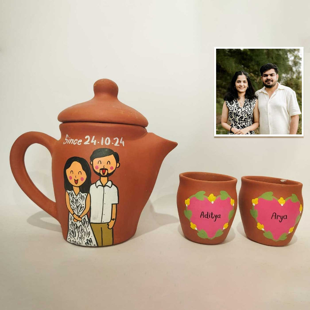 Handpainted Clay Teaset With Photo Based Caricature