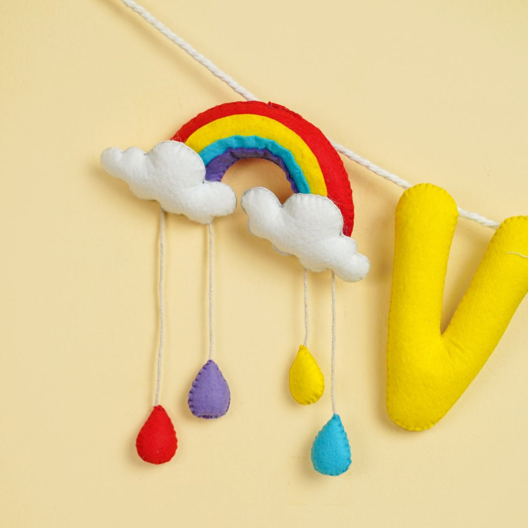 Handmade Personalized Felt Kids Bunting - Rainbow with cloud