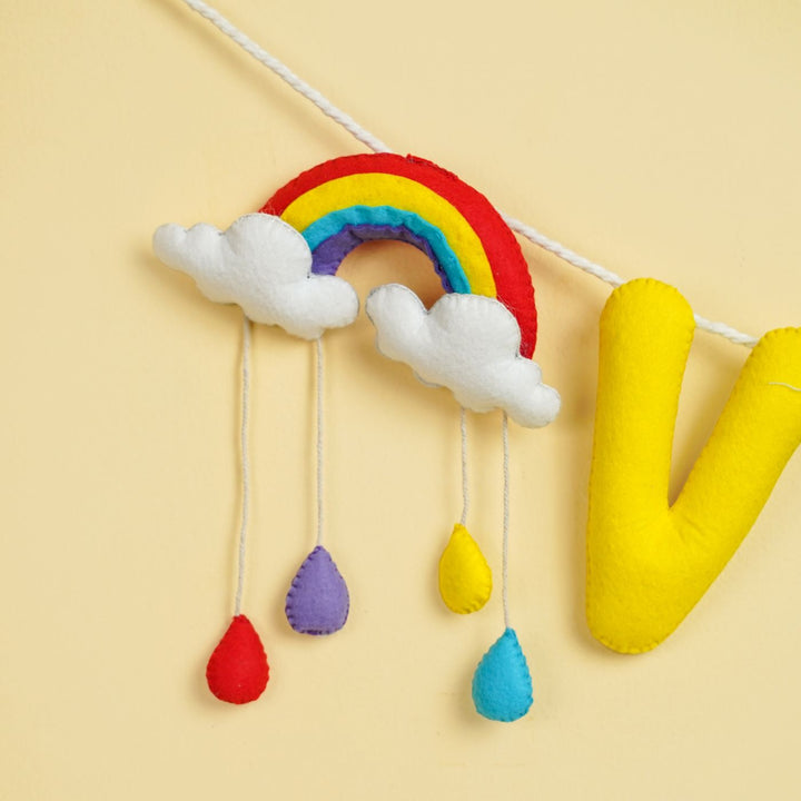 Handmade Personalized Felt Kids Bunting - Rainbow with cloud