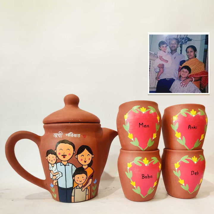 Handpainted Clay Teaset With Photo Based Caricature