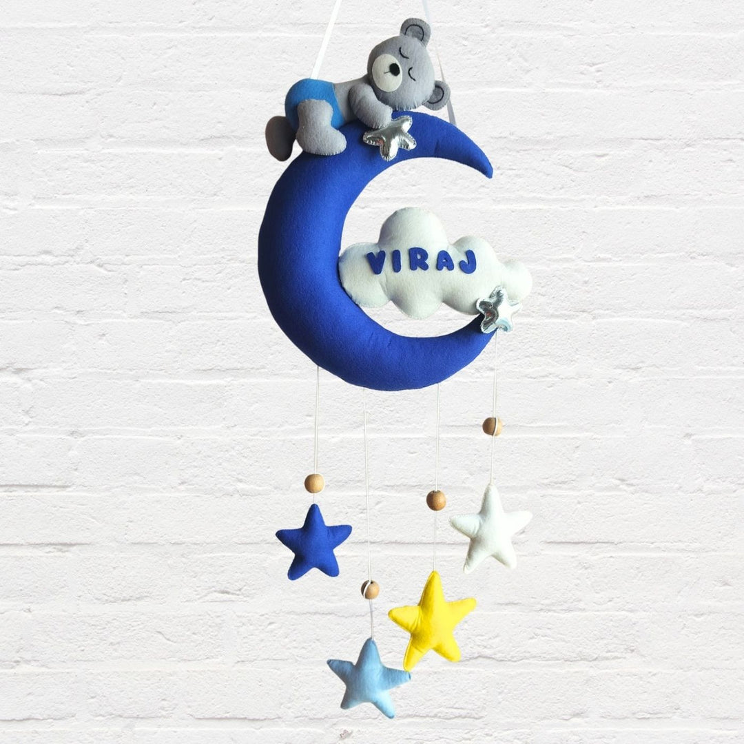 Personalized Sleeping Teddy On Moon Name Plate For Kids