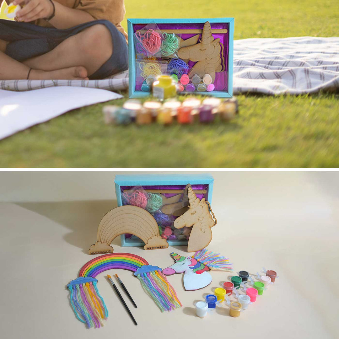 Handmade Unicorn & Rainbow Themed Loom Art DIY Kit | Set of 10